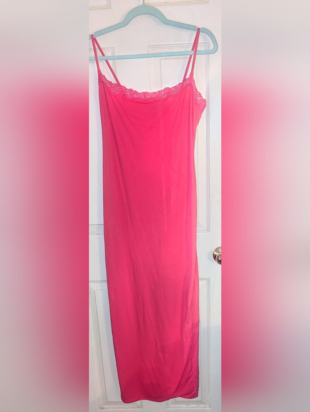 Skims Neon Rose 'Fits Everybody Lace Bodycon Maxi Dress - Picture 5 of 6